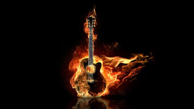 burning guitar